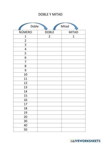 Doble y mitad