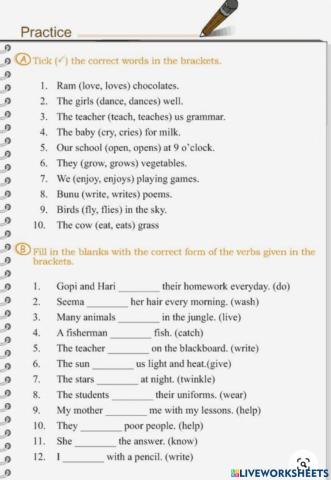 Present simple tense grade 4