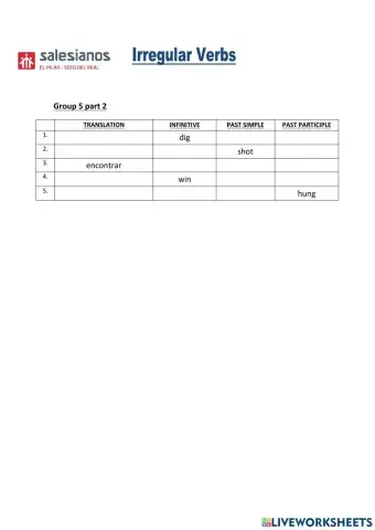 Irregular Verbs Group 5 part 2
