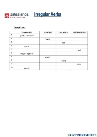 Irregular Verbs Group 5 mix