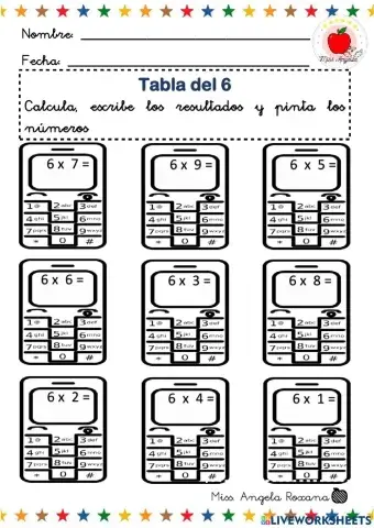 Multiplicación tabla del 6