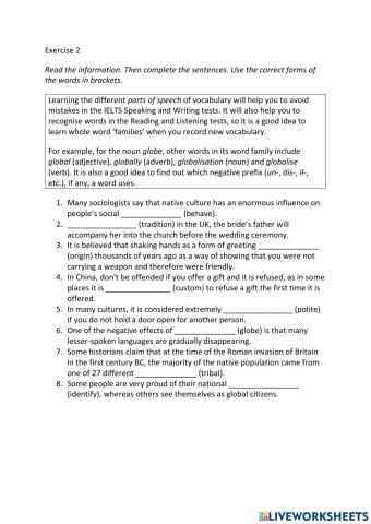 IE3, Unit 8, Grammar and Vocabulary, Exercise 2