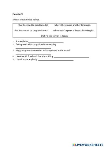 IE3, Unit 8, Grammar and Vocabulary, Exercise 9