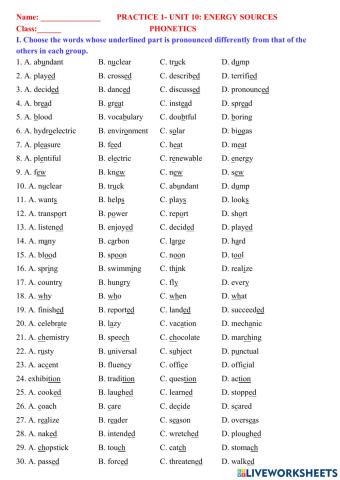 English 7 unit 10  phonetics