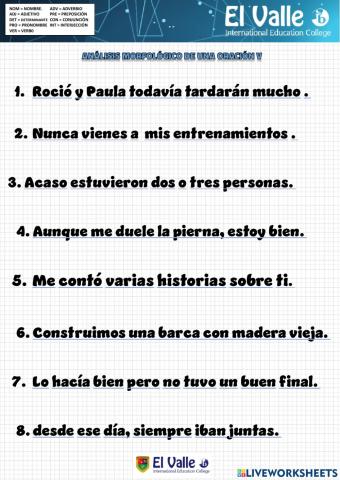 Clases de palabras V