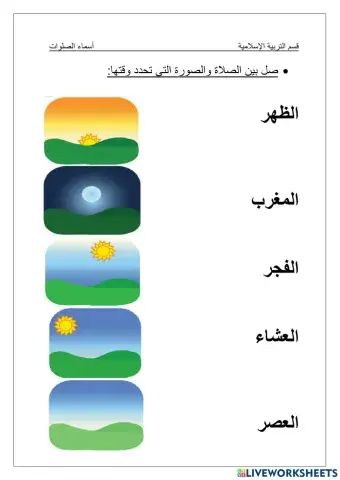 أسماء الصلوات الخمس