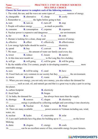 English 7 unit 10 multiple choice