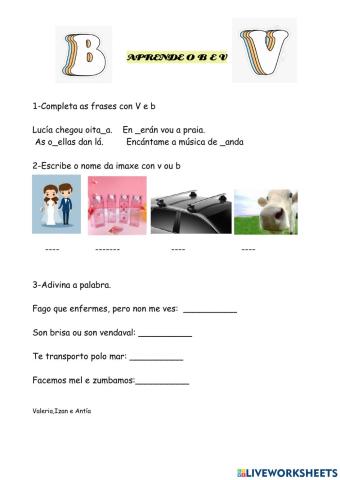 Palabras con B e V en galego 2