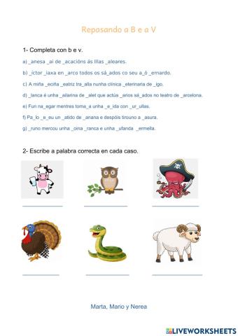 Palabras con B e V en galego 6