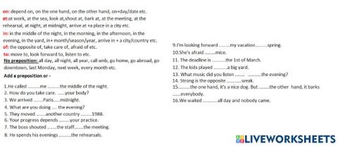 Prepositions practice