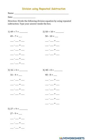 Division by Repeated Subtraction