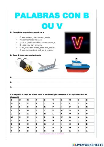 Palabras con B e V en galego 7