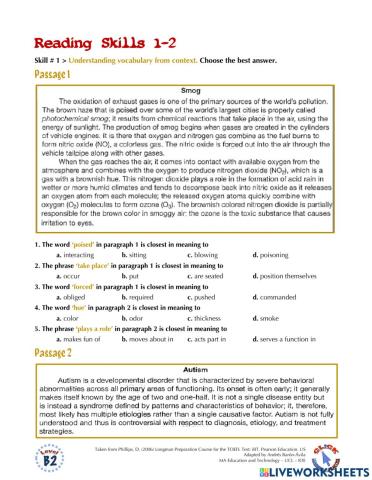 Reading Ex.: TOEFL (skills 1-2)