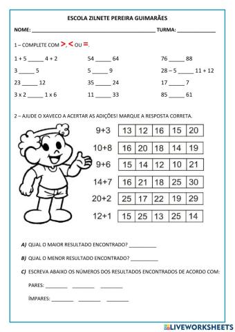 Maior ou menor, Par ou ímpar