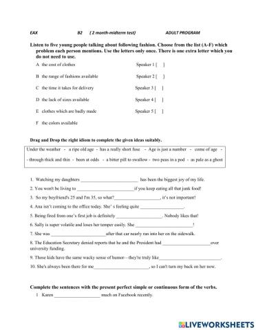 Adults - b2 - midterm test - m 2