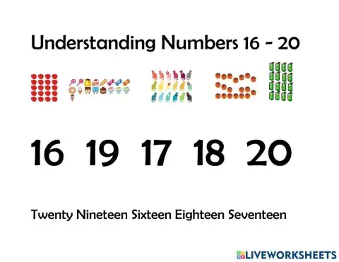 Understanding Numbers 16 - 20