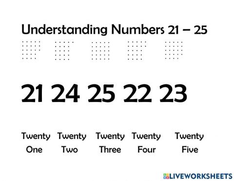 Understanding Numbers 21 - 25
