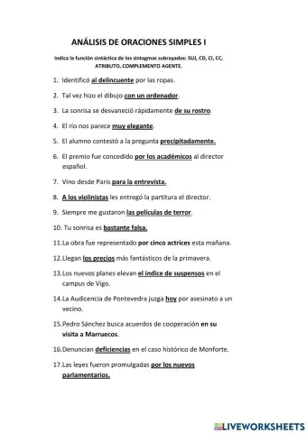 Análisis oraciones simples