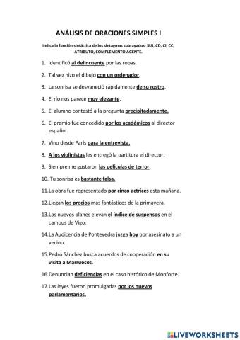 Análisis oraciones simples