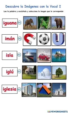Descubre las imagenes que inician con la vocal i