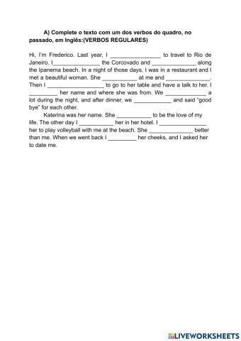 Regular Past em Texto