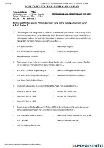 Soal ppkn kelas 11 FINALOKE