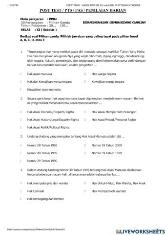 Soal ppkn kelas 11 FINALOKE