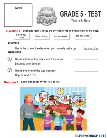 Smart start 5 - Theme 6 TIME - Test