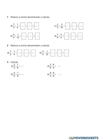 Operaciones con fracciones