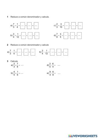 Operaciones con fracciones