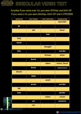 11th irregular verbs test