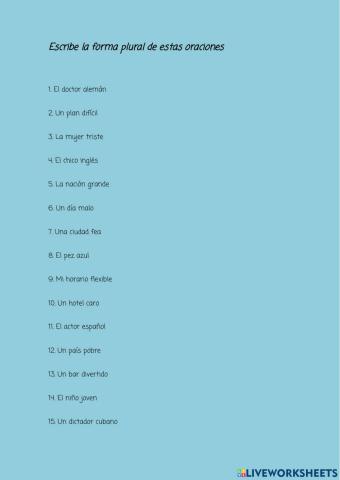 Articulos y Adjetivos en Plural