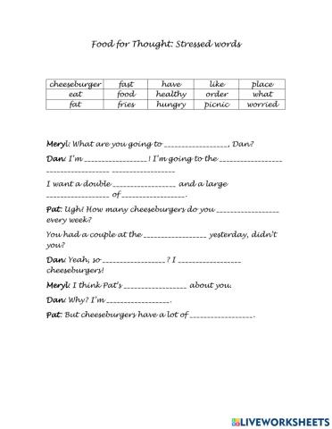 Food for Thought: Stressed words