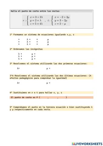 Punto de corte entre rectas 1