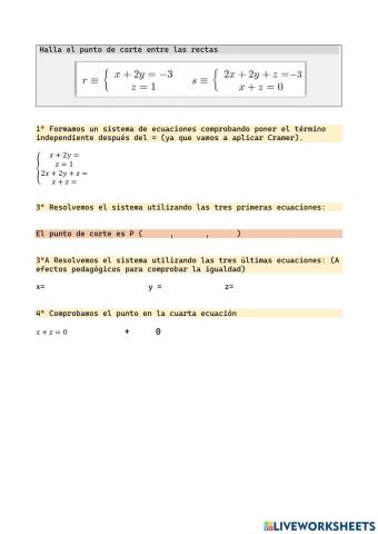 Punto de corte entre rectas 2