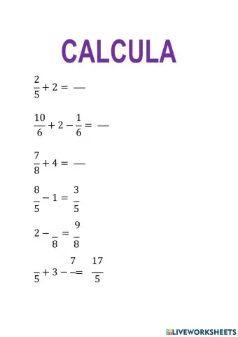 Suma de fracciones y números naturales