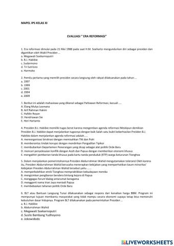 Evaluasi pemerintahan era reformasi