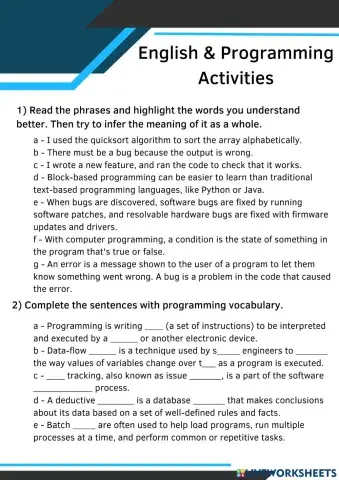 English and Programming vocabulary