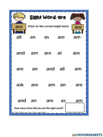 Sight Words Recognition - ARE