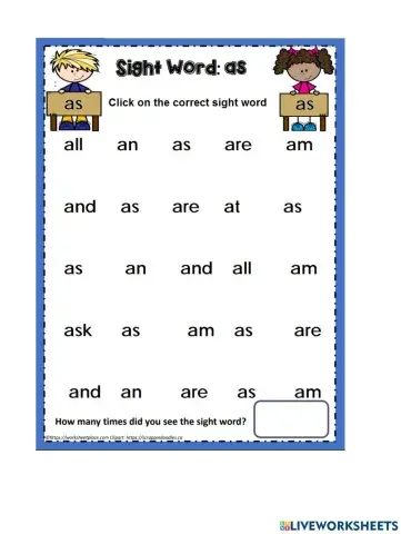 Sight Words Recognition - AS