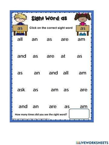 Sight Words Recognition - AS