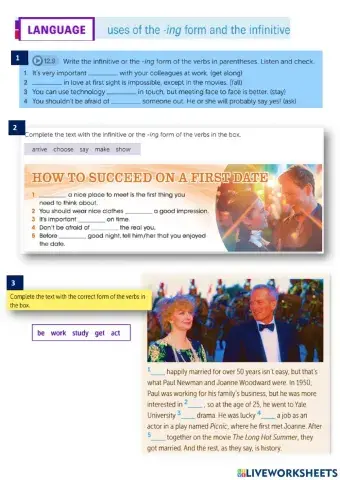 Uses of -ing form and infinitives