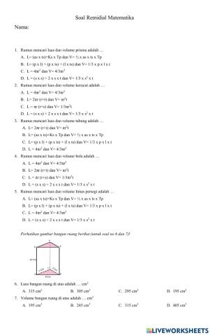 Soal matematika bangun ruang