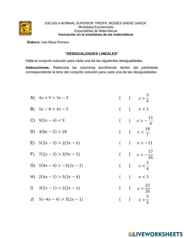 Desigualdades lineales