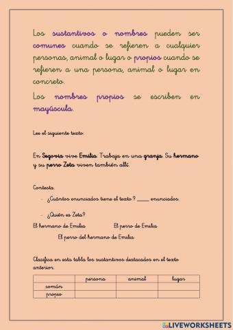 Sustantivos propios o comunes