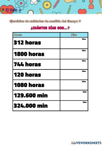Unidades de medida del tiempo V