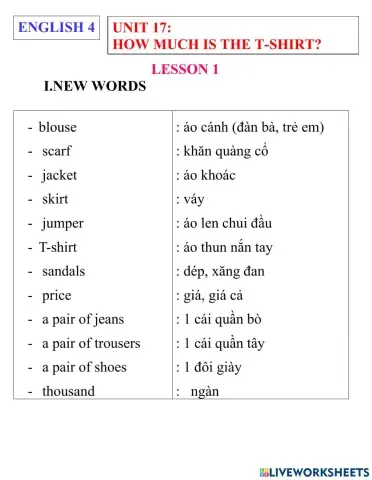 English 4- unit 17- lesson 1