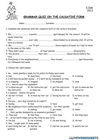 Cosmic B1+ Grammar Test 6.2