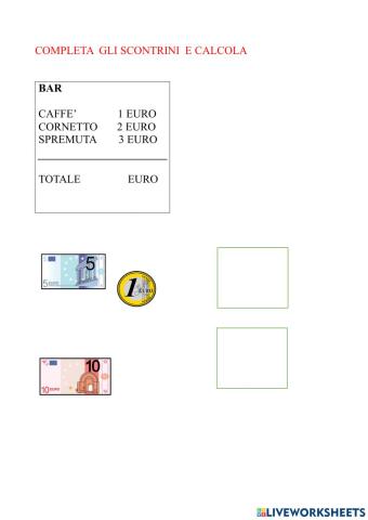 Calcola e scegli la banconota o moneta esatta
