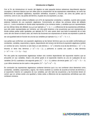 Introduccion al algebra